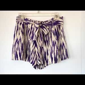 PARKER Silk Shorts with Sash Belt Size Medium